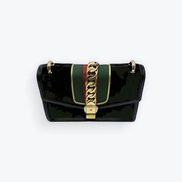 Auth Gucci Black Velvet GG Monogram Sherry Line Small Sylvie Shoulder Bag - Picture 4 of 16